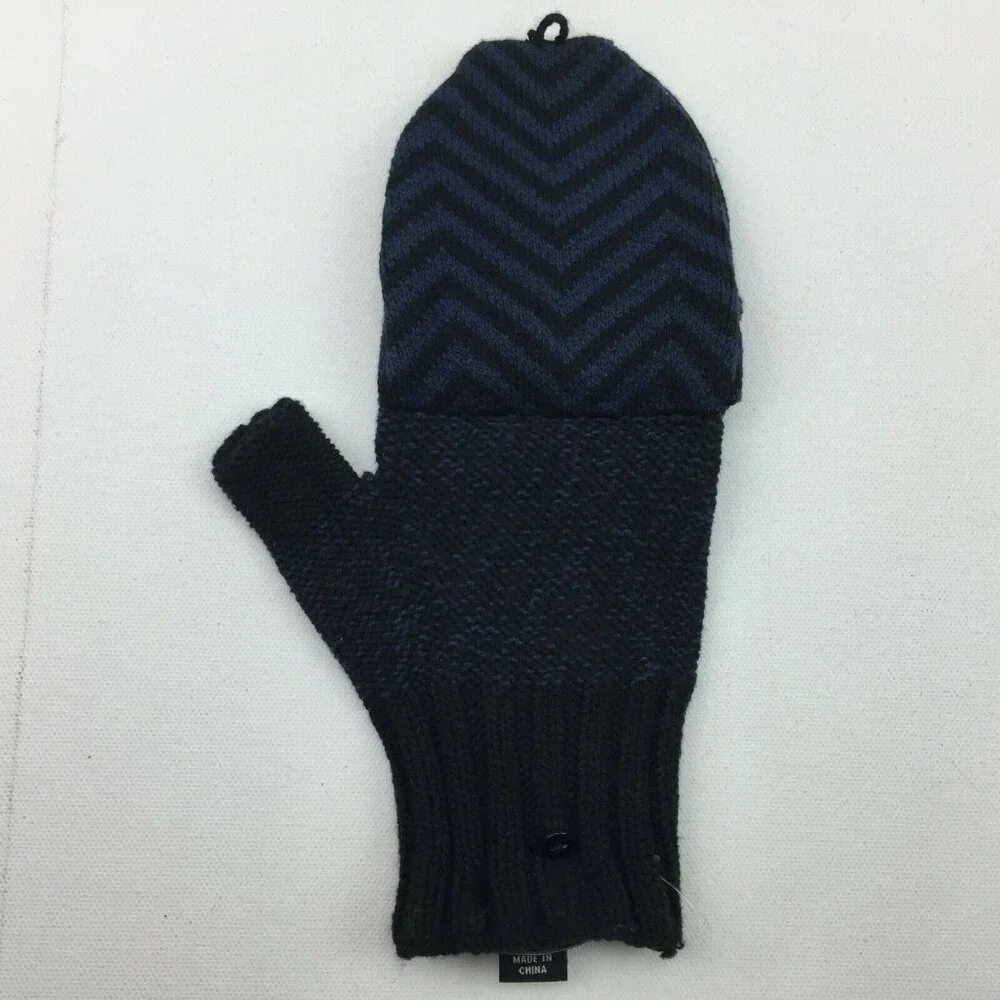 Lucky Brand Exploded Geo Gloves Winter Fingerless Mittens Blue One Size